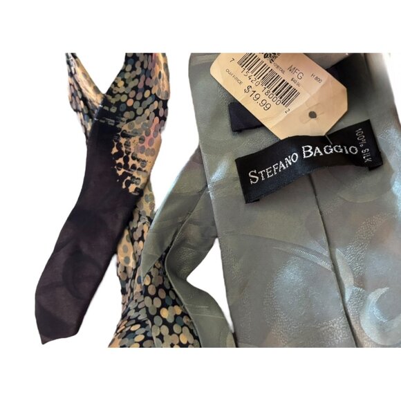 Stefano Baggio 100% Silk Tie – Geometric & Swirl Pattern (New with Tags) - Picture 2 of 3